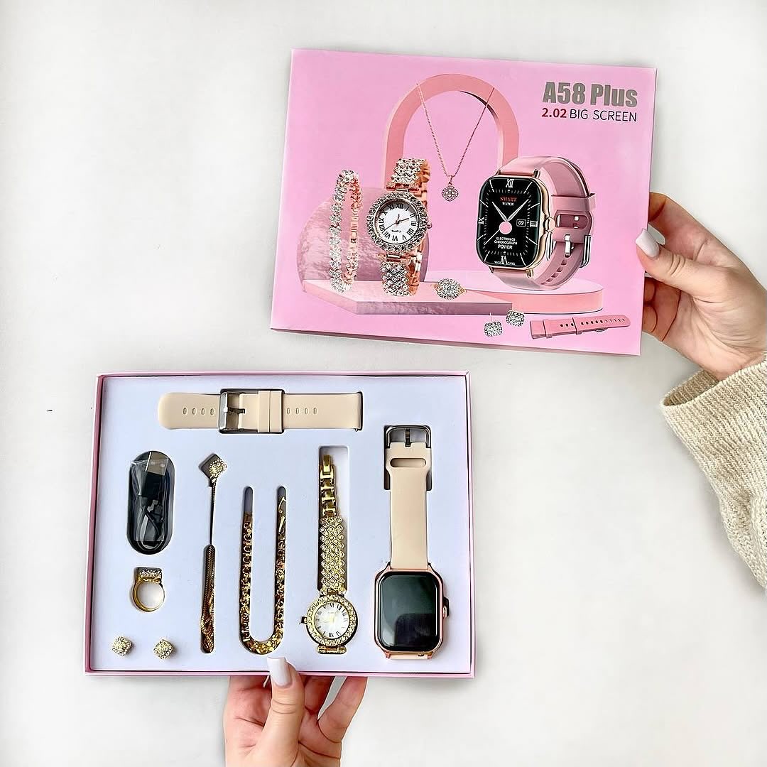A58 Plus 6 IN 1 Smartwatch Set - مجموعة ساعة ذكية A58 Plus 6 في 1