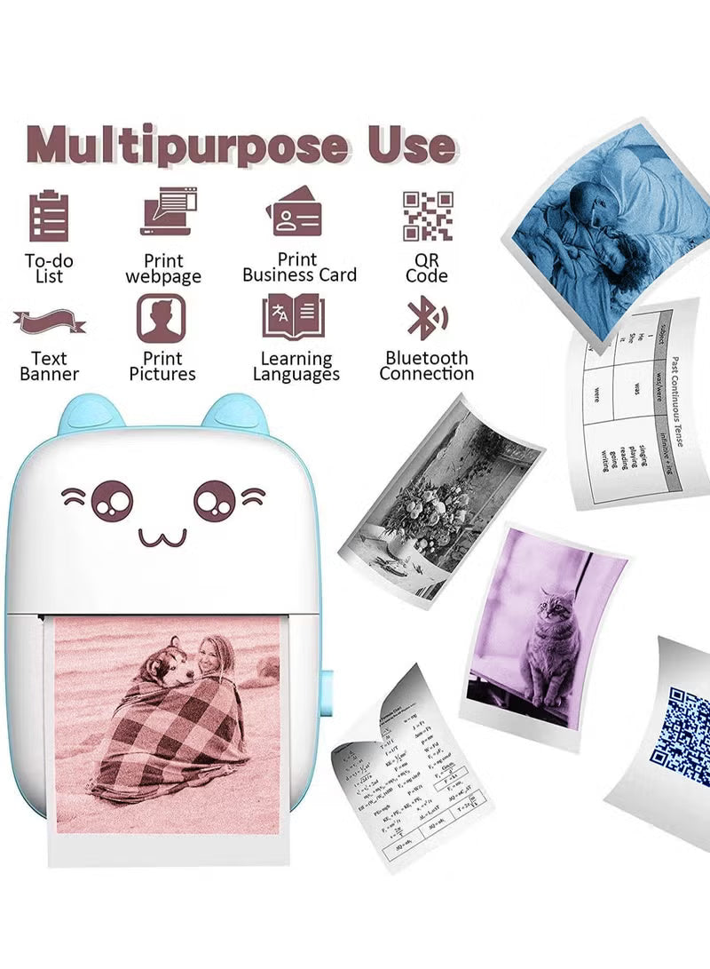 طابعة جيب صغيرة محمولة - طباعة حرارية بتقنية البلوتوث، ودعم الملصقات والصور