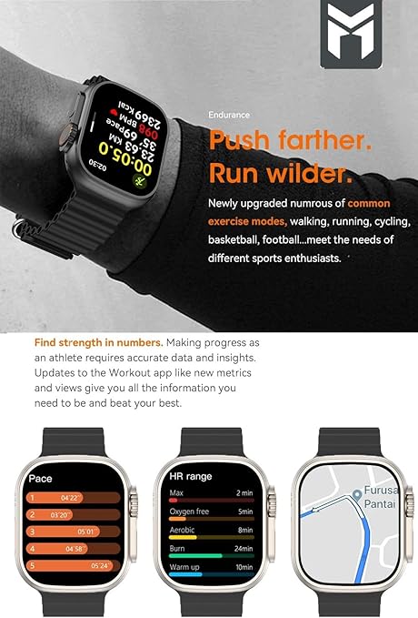 ساعة موج ماكس الذكية ألترا الجيل الثاني - مكالمات بلوتوث، أوضاع رياضية، مقاومة للماء