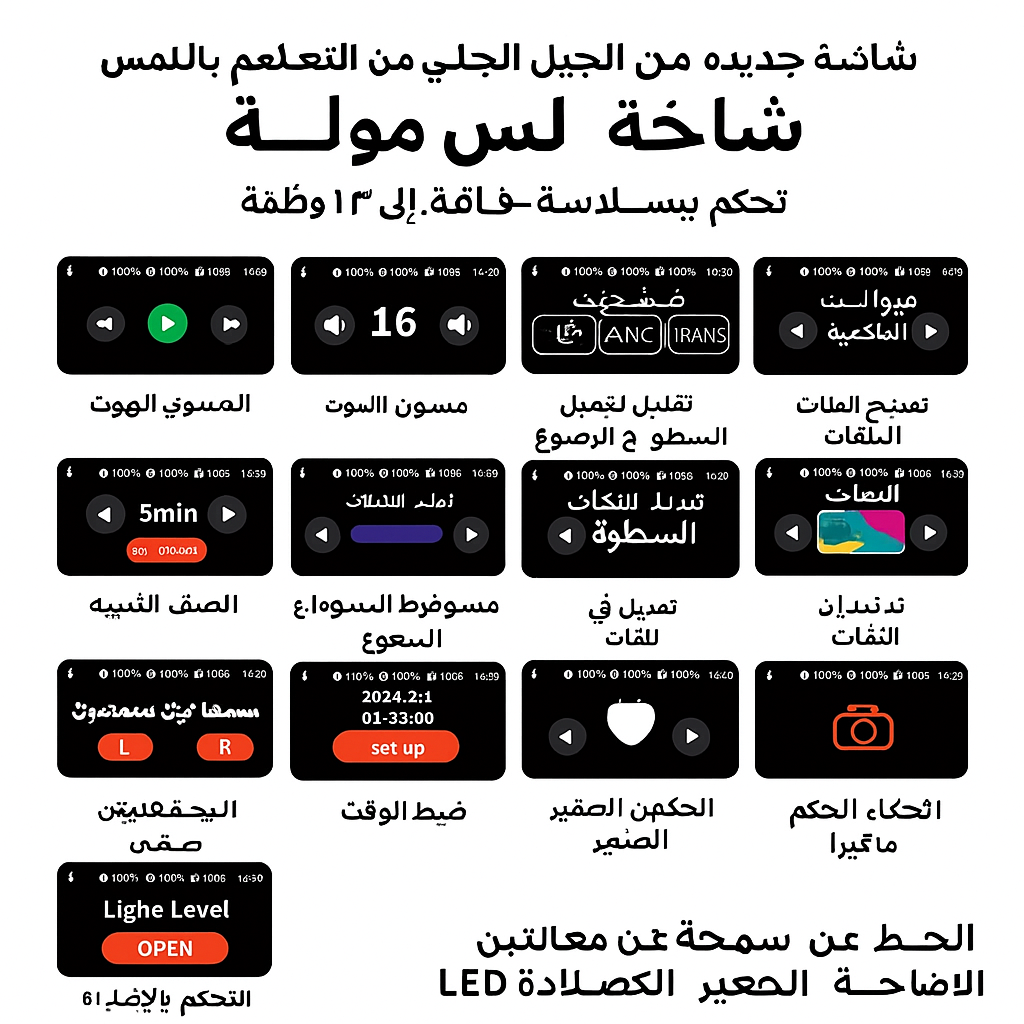 سماعات Airpods Pro A9 LED تعمل باللمس - سماعات أذن ANC+ENC لإلغاء الضوضاء