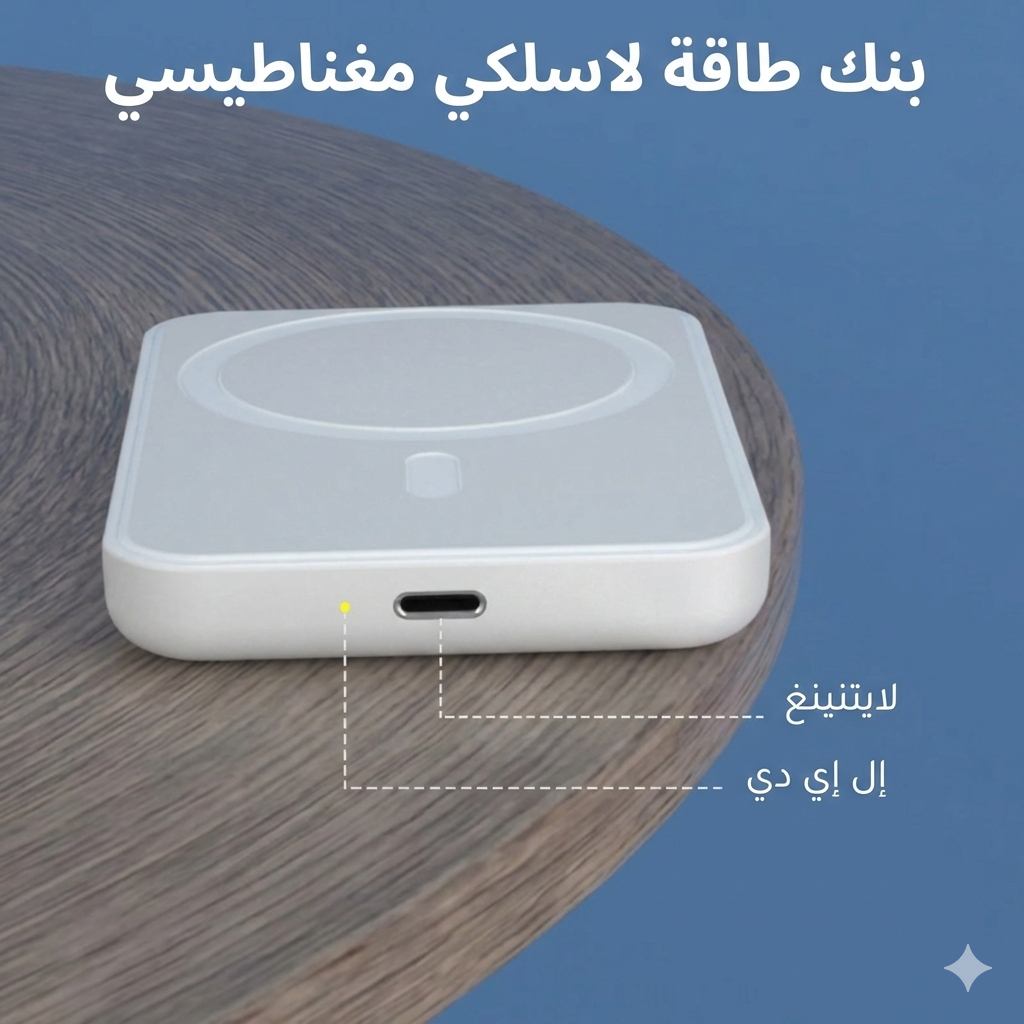 بنك طاقة مغناطيسي بسعة 10000 مللي أمبير مع شحن لاسلكي سريع لأجهزة iPhone 12 والإصدارات الأحدث - حامل متين بدون أسلاك