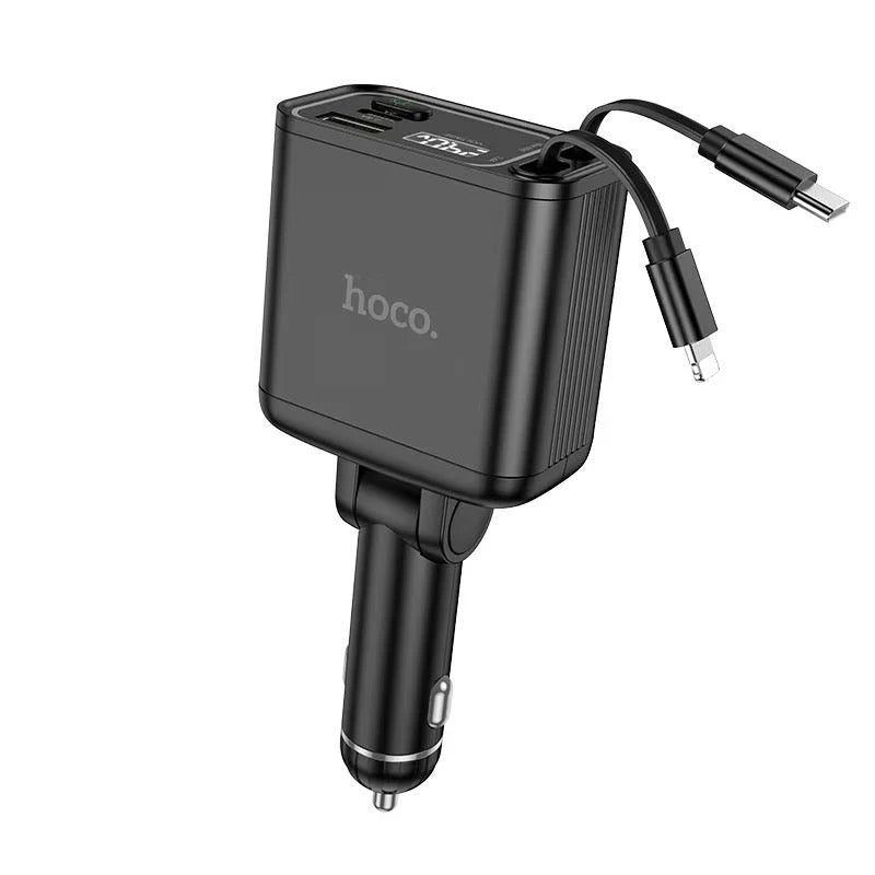 HOCO DZ24 Car Charger 4 in 1 - 80W / Type-C / iPhone type / USB-A / USB-C - Premium Quality
