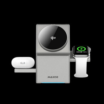 شاحن لاسلكي متعدد الوظائف - شحن سريع للهاتف والساعة وسماعات الأذن