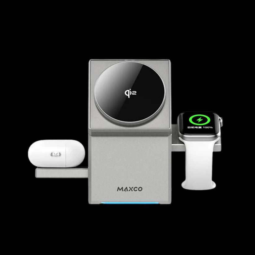 شاحن لاسلكي متعدد الوظائف - شحن سريع للهاتف والساعة وسماعات الأذن