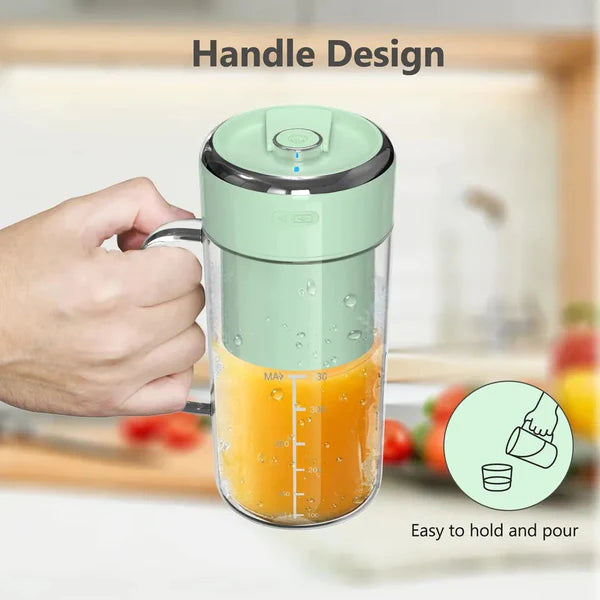 خلاط سموثي صغير مع ماصة - محمول، قابل لإعادة الشحن عبر USB، زجاجة سهلة الحمل