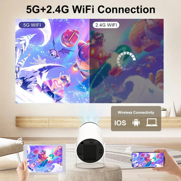جهاز عرض دائري صغير - جهاز عرض ذكي محمول عالي الدقة يعمل بنظام Android و WiFi