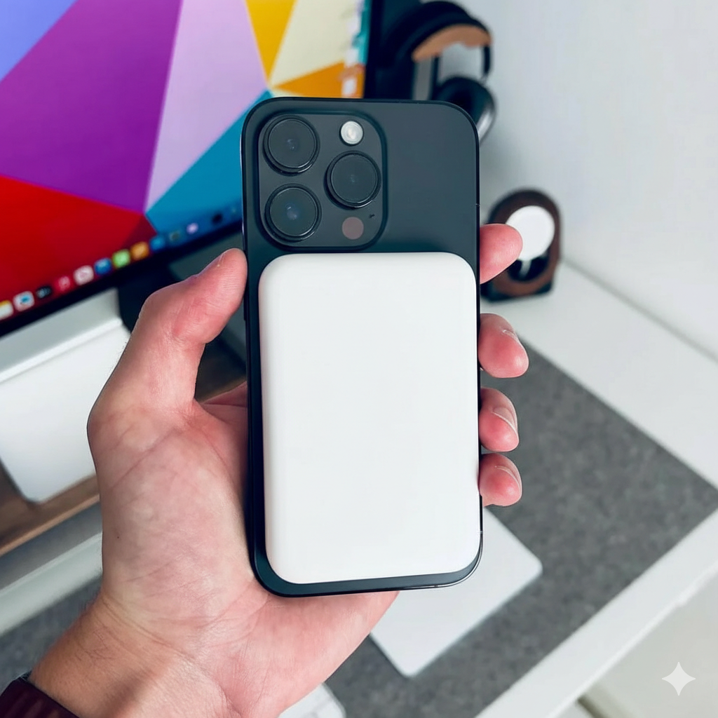 بنك طاقة مغناطيسي بسعة 10000 مللي أمبير مع شحن لاسلكي سريع لأجهزة iPhone 12 والإصدارات الأحدث - حامل متين بدون أسلاك